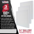 thumbnail image 2 of U.S. Art Supply 24" x 24" Gallery Depth 1-1/2" Profile Stretched Canvas 3-Pack - Acrylic Gesso Triple Primed 12-ounce 100% Cotton Acid-Free Back Stapled, 2 of 8