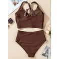 thumbnail image 5 of Women's Textured Bikini Sets Twist Front Top Swimsuits High Waisted Bathing Suits, 5 of 5