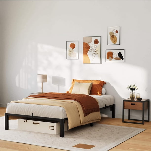 10-pulgada tamaño individual size metal platform marco de cama - no box spring, no screws, 800 lbs capacity, heavy duty, tool-free assembly con reinforced iron slats y legs