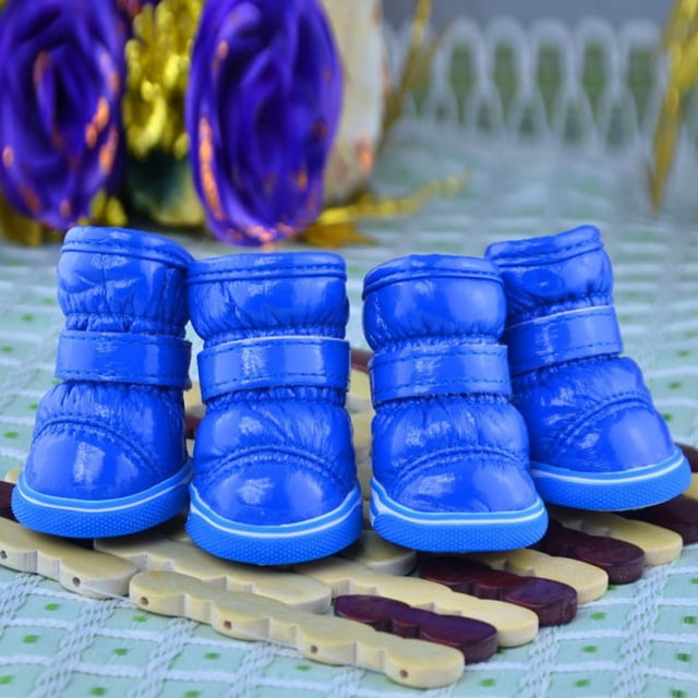 Waterproof Dog Boots Winter Snow Booties Anti-Slip Paw Protector-blue-l(size4)