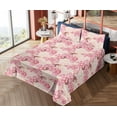 thumbnail image 4 of Ambesonne Floral Fitted & Flat Sheet with Shams 4 Pcs Set, Rose Hydrangea Flowers Plot, Full, Pastel Pink Pale Peach, 4 of 5