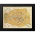 thumbnail image 2 of Joannoo 14x12 Black Modern Framed Museum Art Print Titled - Gilded Map of Paris, 2 of 5