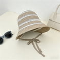 thumbnail image 2 of Women's Bucket Hat Wide Brim, Striped Knitted Sun Hat Breathable Summer Crochet Cap Packable Foldable Beach Vacation Pool Travel Casual, 2 of 5