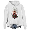 thumbnail image 3 of Feancey Christmas Hooded Sweatshirts for Women Funny Reindeer Graphic Hoodies Drawstring Long Sleeve Fleece Lined Pullover Sweatshirt with Kangaroo Pocket White S, 3 of 6