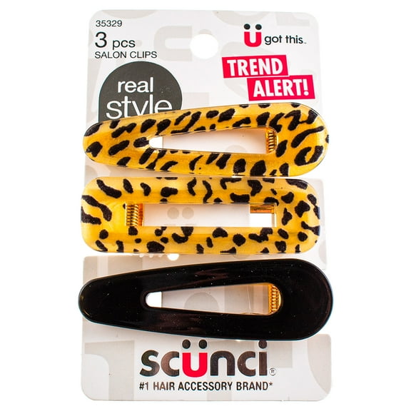 Scunci Salon Hair Clip, Assorted Colors, 3 Ct
