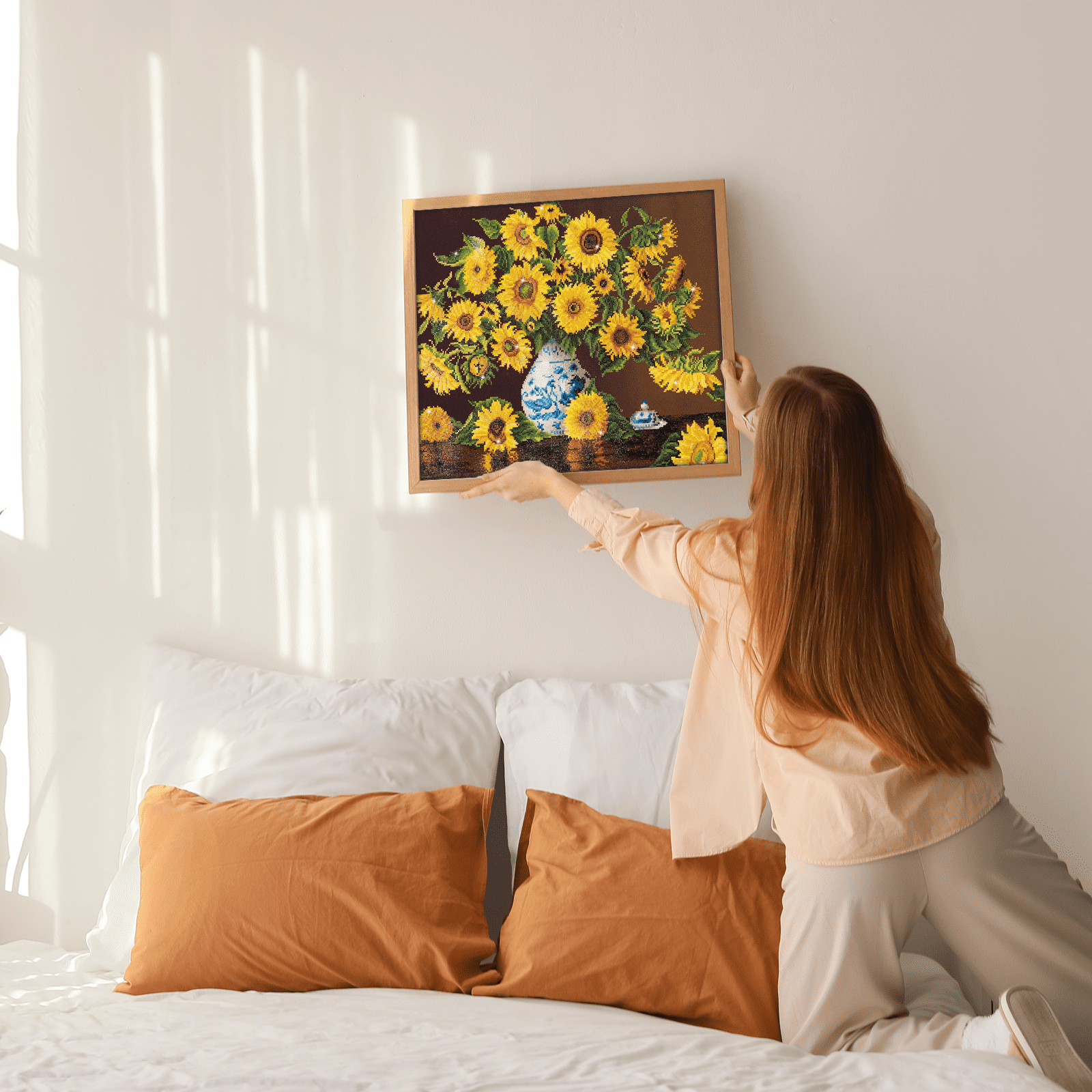 Diamond Dotz Sunflowers in a China Vase Floral Diamond Painting Kits for Adults - Diamond Art Kits a Relaxing Creative Craft Kit with Dotz Gems 22"x28"