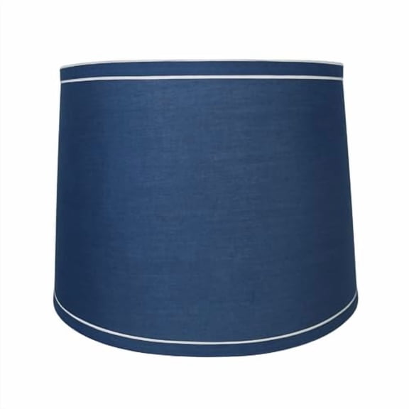 Urbanest French Drum With White Trim 12x14x10" Lampshade, Navy Blue
