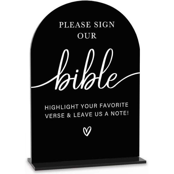 Acrylic Wedding Sign Wedding Signs for Ceremony Please Sign Our Bible Sign for Wedding Modern Calligraphy Arch Acrylic Table Top Sign for Wedding Reception and Event Party Table(black）