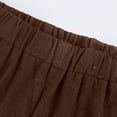 thumbnail image 5 of HKYNLAG Bermuda Shorts for Women Comfy Knee Length Cotton Linen Shorts Loose Drawstring Waisted Shorts Solid Color Beach Pants with Pockets Brown M, 5 of 7