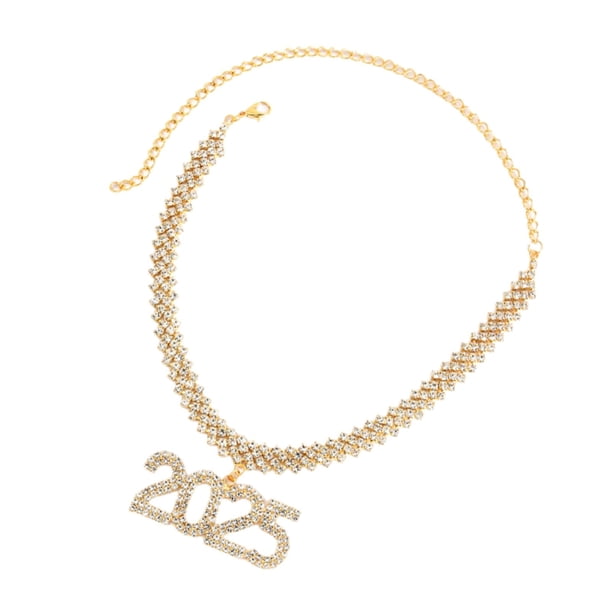 Collar con colgante para mujer, gargantilla de moda 2025, collar con diamantes de imitación. Dorado