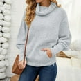 thumbnail image 7 of Lisingtool Hoodies for Women Womens Cowl Neck Pullover Sweater with Pockets Batwing Long Sleeve Sweatshirts Casual Turtleneck ​Jumper Tops Grey2 Promotion Sale, 7 of 7