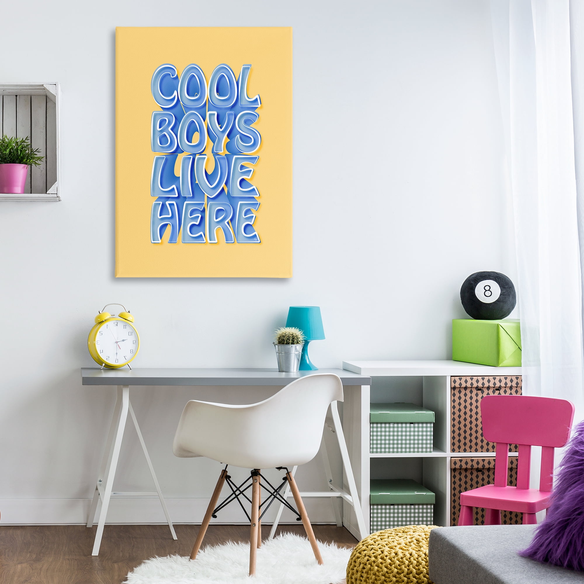 Stupell Industries Cool Boys Live Here Text & Numbers Painting Wrapped Canvas Art Print Wall Art, 30 x 45