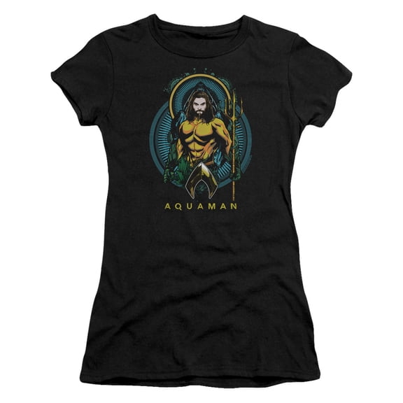 Aquaman Movie Aqua Nouveau S/S Junior Women's T-Shirt Sheer Black