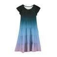 thumbnail image 3 of Taqqpue Girls Summer Dress Flutter Ruffle Short Sleeve Round Neck Gradient Midi Sundress Casual Flowy Floral Tiered Boho Beach Dress A-line Swing Dress for Girls 0.5-15Y, 3 of 4