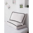thumbnail image 2 of Move Over Beige Grey Pillowcases King, Ruched Black Mini Pom Poms Pillow Cover Set of 2, Soft Washed Microfiber, 2 Pack, 2 of 9