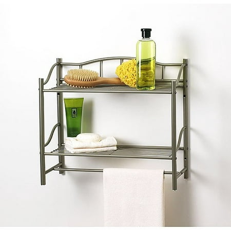 CreativeWare HOME Complete Bath Pearl Nickle Finish 2 Shelf with Towel Bar Wall