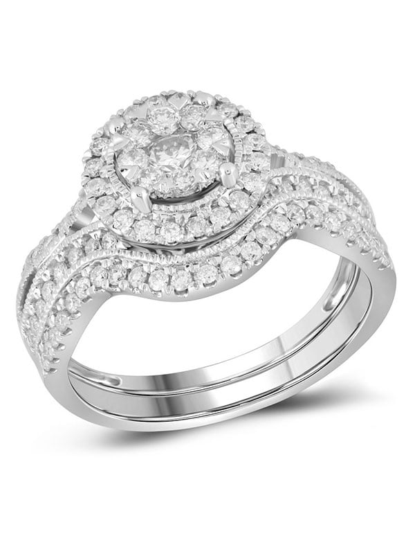 14kt White Gold Womens Round Diamond Bridal Wedding Engagement Ring ...