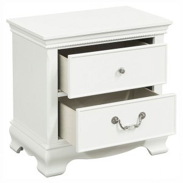 Wooden Night stand With 2 Drawers, White - Saltoro Sherpi