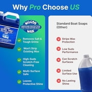 Woody Wax Ultra Pine Boat Soap, Concentrated Gel Formula, Wash ‘n’ Wax Saltwater Remover & Marine Cleaner, Safe for Waxed Non-Skid Decks, Fiberglass & Metal; Removes Fish Blood & Buildup, 128 Oz.