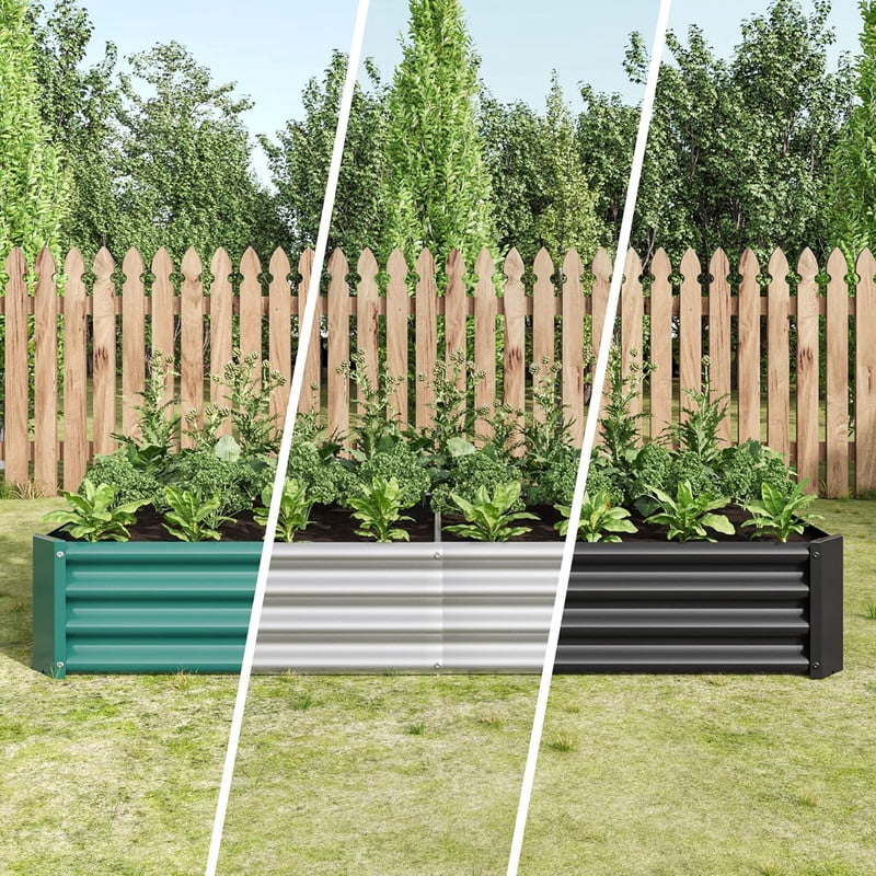 Galvanized Raised Garden Bed for Vegetables, 6×3×1ftPlanter Raised Garden Boxes Outdoor,Metal Raised Garden Beds Steel Kit for Vegetables Flower, 2PCS