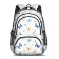 thumbnail image 2 of Butterfly and Blue Beige Pattern Backpack for School, Cute School Bag with Adjustable Shoulder Straps and Padded Back, 16.9"x12.6"x5.9", 2 of 5