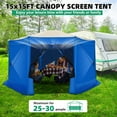 thumbnail image 3 of COBIZI 15x15 Pop up Gazebo Extra Large Screen Tent, 8-Sided Screen House for Camping, Camping Outdoor Screened Gazebo with 7 Sidewalls, Portable Hub Tent with Carrying Bag and Ground Stakes, Blue, 3 of 11