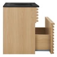 thumbnail image 3 of Wall Mount Sink Vanity Cabinet, Brown Oak Black, Wood, Mid Century Hotel Bedroom Bathroom, Modern Contemporary HB33665, 3 of 9