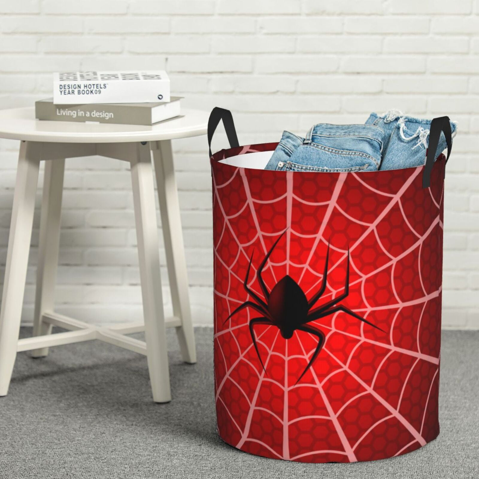 Naloa Spider Web1 Large Laundry Basket Waterproof Round Collapsible Storage bin with Handles for Hamper Kids Room,Toy StorageSmall