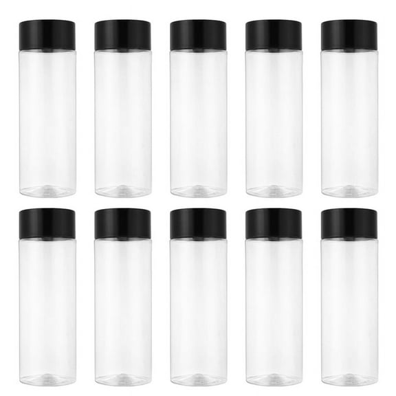 10Pcs 400Ml/13.5Oz Plastic Juice Bottle Transparent Coarse Cereals Storage Container Beverage Bottle