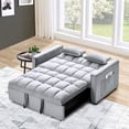 thumbnail image 4 of Modern 3-in-1 Velvet Loveseat Futon Couch Pull-Out Bed, Sofa Bed Couch Convertible Sleeper Sofa Bed with Adjustable Backrest, Storage Pockets with 2 Pillows for Living Room Bedroom, 4 of 9