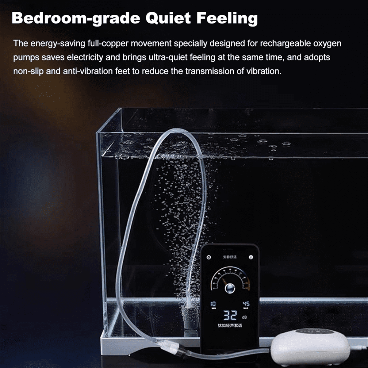 Aquarium Air Pump Oxygen Fish Tank Bubbler, Double Vent Hole