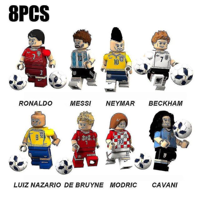 8 Pieces Of World Cup Football Celebrity Blocks, Captain Has Assembled Miniatures Toys