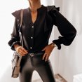 thumbnail image 2 of Jsaierl Button Down Shirts for Women Trendy Ruffle Trim High Neck Tops Polka Dot Print Blouses Plus Size Loose Comfy Work Shirts, 2 of 9