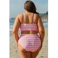 thumbnail image 2 of Stylish Pink Plus Size Plaid Print High Waist Bikini Set for Beach Days - [ZhiHiMeRi] | (US 14W-16W)1X, 2 of 12
