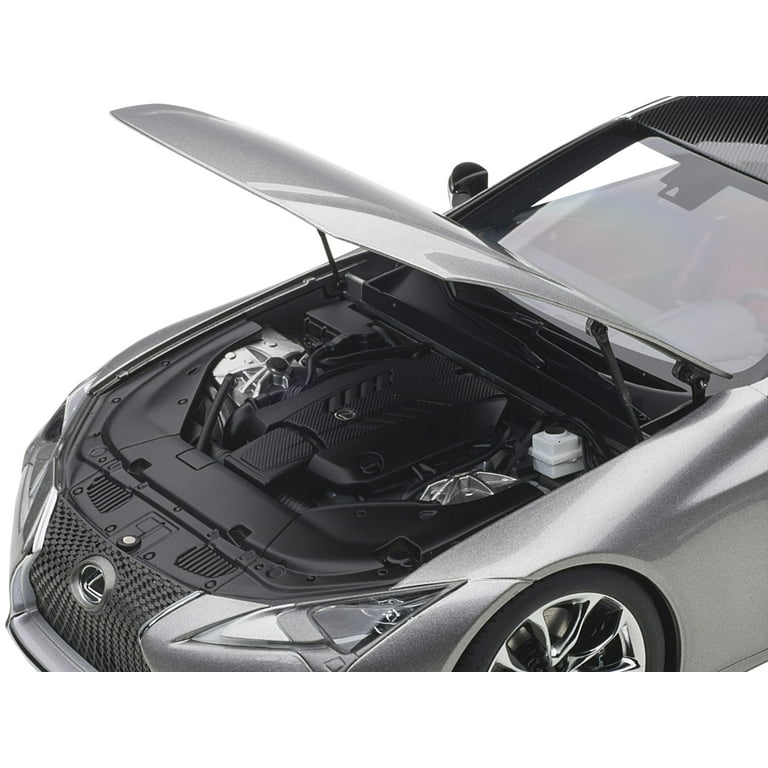 Diecast Lexus LC500 Sonic Titanium Silver Metallic with Dark Rose Interior and Carbon Top 1/18 Model Car by Autoart
