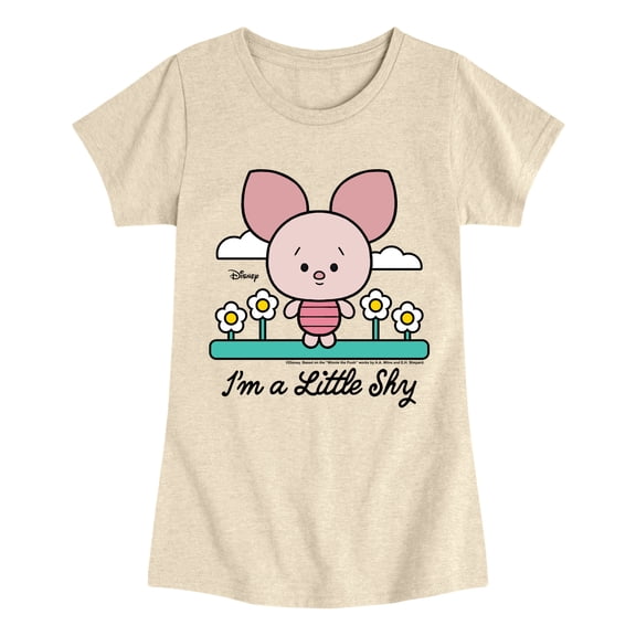 Winnie the Pooh - Piglet I'm a Little Shy - Youth Girls Fitted Short Sleeve T-Shirt