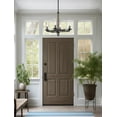 thumbnail image 3 of Kira Home Alden 18" 4-Light Farmhouse Chandelier + Clear Cylinder Glass Shades, Gray Oak Finish, 3 of 7