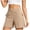 Khaki, variant on Women High Waisted Yoga Shorts Elastic Waist Plain Shorts Casual Workout with Zipper Pockets Army Green