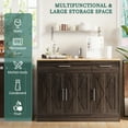 thumbnail image 6 of Modern Farmhouse Sideboard Buffet Cabinet with Storage with 3 Doors, 42"Barn Doors Buffet Cabinet with Storage, Wood Coffee Bar Cabinet with Adjustable Shelf for Kitchen, Living Room,Brown, 6 of 9