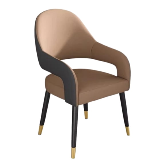 Upholstered Dining Chairs with Hollow Back,Mid Century Modern Kitchen Chairs Faux Leather Accent Guest Chair with Metal Legs for Guest Reception Room