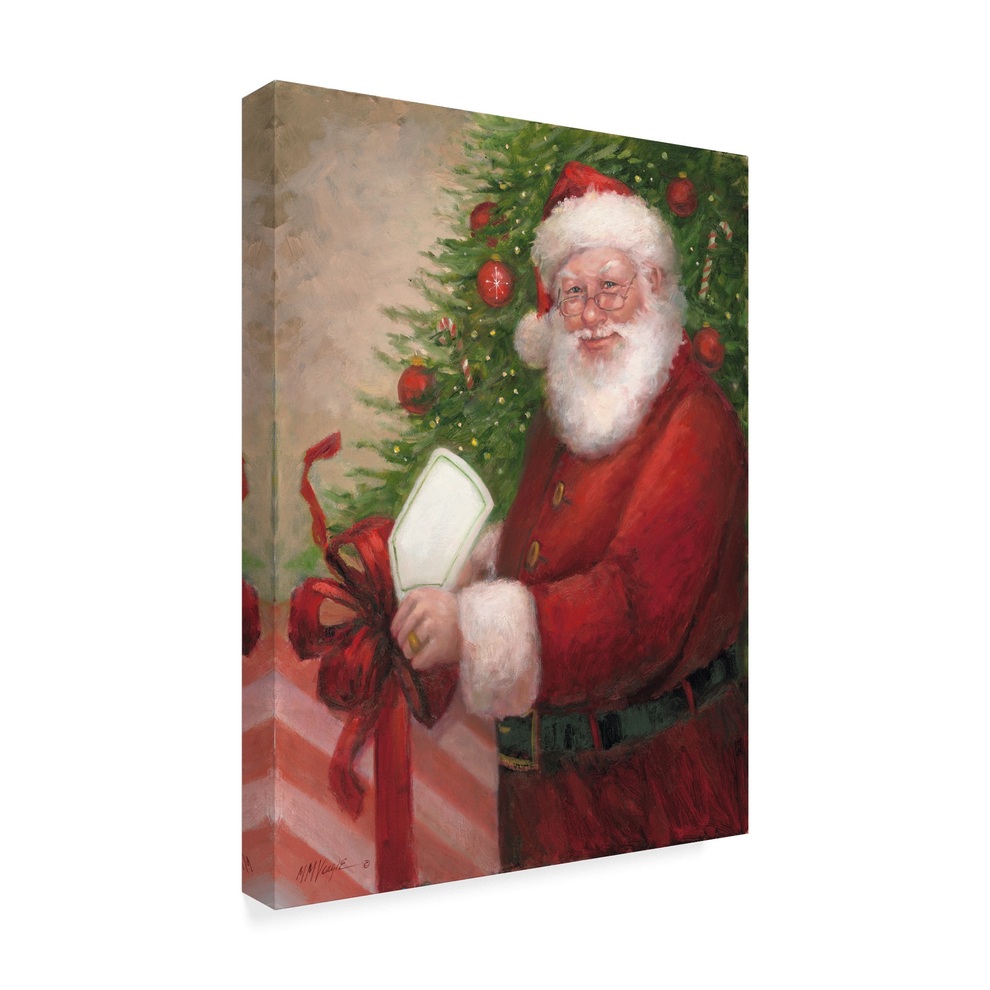 Trademark Fine Art 'Santa With A Gift' Canvas Art by Mary Miller Veazie