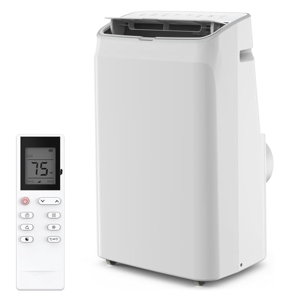 14000 BTU Portable Air Conditioner - 4-in-1 Cooling, Dehumidifier, Fan & Sleep Mode, Quiet AC Unit for Rooms up to 750 Sq.Ft, 24H Timer, Remote & Window Kit Included, White Cover