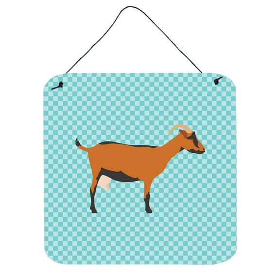 Carolines Treasures BB8062DS66 Oberhasli Goat Blue Check Wall or Door Hanging Prints, 6 x 6 in.