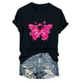 thumbnail image 4 of CLOISE Cancer Shirts for Women Short Sleeve Crewneck Tee Shirts Butterfly Ribbon Oversized Breast Cancer Fight Tops Cute Loose Tshirts Cancer Survivor Gifts Outfits Black XL, 4 of 4