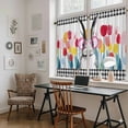 thumbnail image 5 of Spring Easter Kitchen Curtains 45 Inch Length, Colorful Flowers Tulips Bunny Lattice Tiers Curtains for Bathroom Bedroom Cafe, Light Filtering Small Window Treatment Short Drapes 2 Panels 42"Wx45"L, 5 of 8