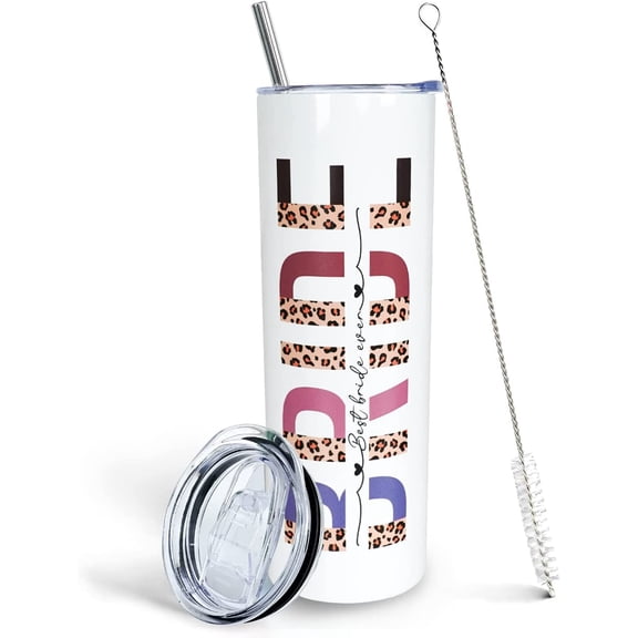 Bride Tumbler with Lid and Straw Weeding Gifts for Bride Best Bride Ever Mug Bride Cup Bride To Be Gift Bridal Shower Stainless Steel Insulated Tumbler