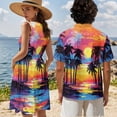 thumbnail image 4 of Jeiento Matching Hawaiian Outfits for Couples Coconut Tree Dress for Women Sunset Men's Button Down Shirts Matching Couples Outfits for Beach, Luau, Cruise, 4 of 6