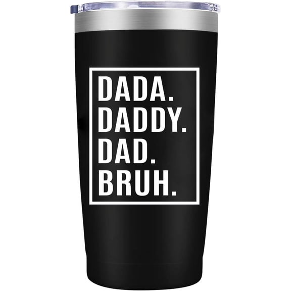 Gifts for Dad from Daughter,Son,Dada Daddy Bruh,Christmas Birthday Gifts for Dad,Stepdad,Husband,Grandpa,Funny Fathers Day Gift,20oz Black Tumbler Mug