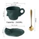 thumbnail image 2 of Juego de tazas de café de 230 ml, arte abstracto creativo, taza de café para besar, con rebanada y cuchara, decoración de vajilla de oficina en el hogar de lujo ligero (verde)., 2 of 6