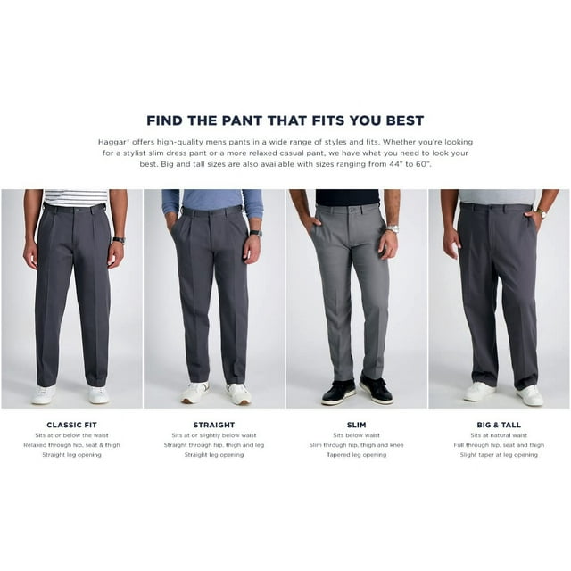 Haggar Pantalon pour Homme Cool Right Performance Flex Uni Coupe Droite devant Plat